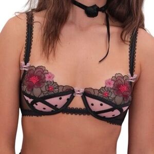 For Love & Lemons Zinnia Bra Floral Embroidered Unlined Underwire 32DD
